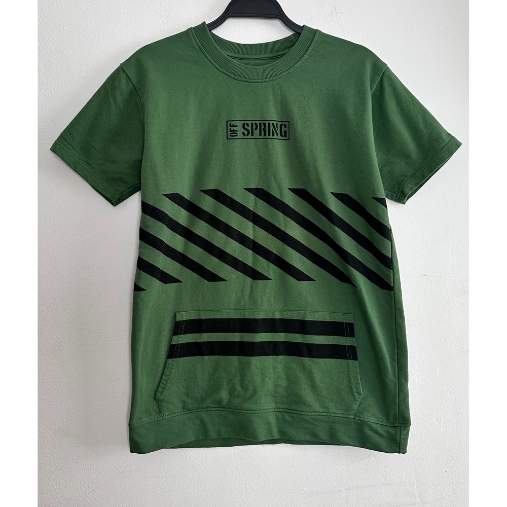 Mens Large Green Off Spring Graphic Shirt Streetwear Blokecore Athleisure